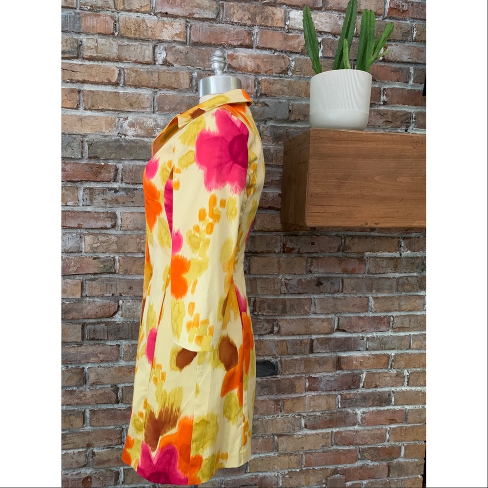 F.L. Malik Floral Multi Long Button Coat Jacket - Picture 4 of 9